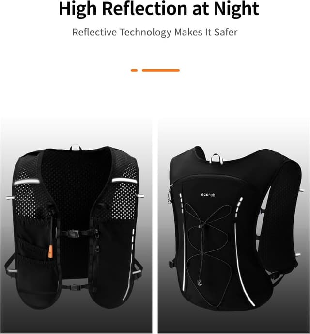 Detalle 1 de ECOHUB Laufweste für Damen & Herren mit 2L Trinkflasche – ultraleicht, atmungsaktiv und reflektierend