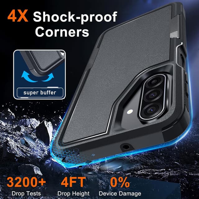 Detalle de RMOCR Dual-Layer Shockproof Case for Samsung Galaxy A17 5G with Screen Protector + Camera Lens Cover (Black Matte)