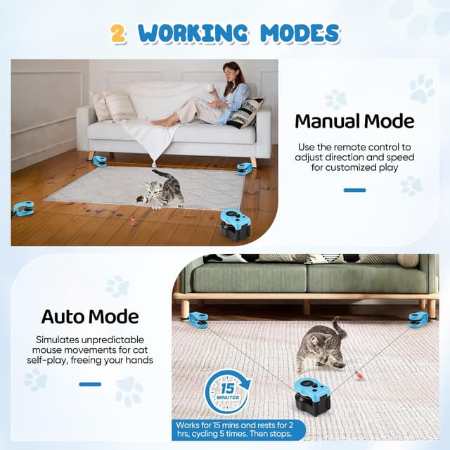 Detalle de HIUYRFS Katzenspielzeug mit Laufband, Automatik- & Fernbedienung und einstellbarer Geschwindigkeit