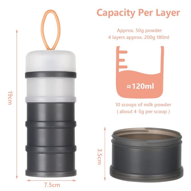 Detalle 2 de Vicloon Milchpulver Portionierer 4 Fächer