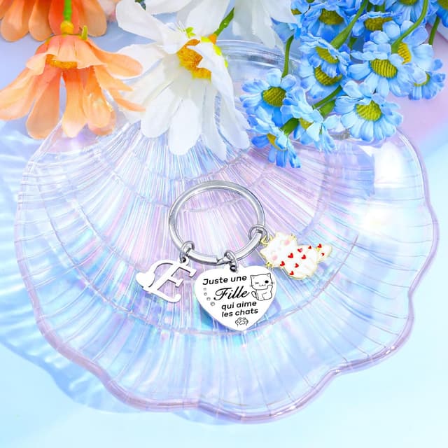 Thumbnail 2 de Casxyue Porte-clés Chat Initiales