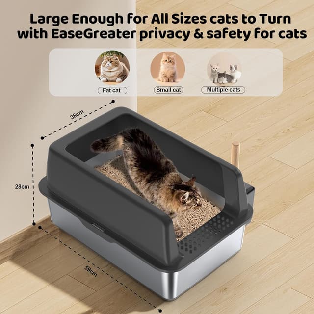 Thumbnail 2 de Gimars Stainless Steel Cat Litter Tray 36L