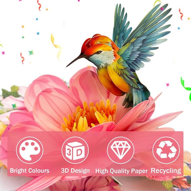 Thumbnail 3 de Hierein Geburtstagskarte Frau Kolibri Pop Up