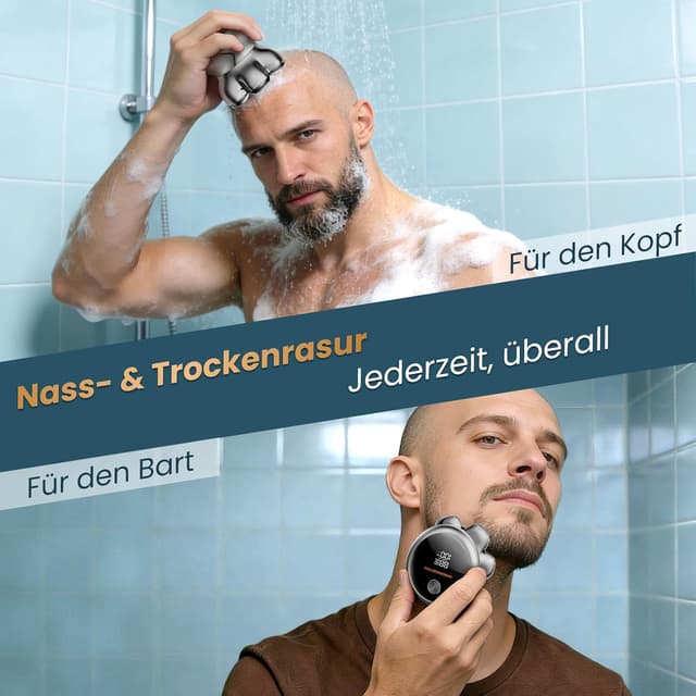 Thumbnail 6 de 7D PRO Glatzen Rasierer Herren MAXGROOM – kabelloser Kopfrasierer mit schwebendem 7D-Kopf, IPX6 und 1400 mAh Akku