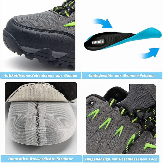 Detalle de SHULOOK Wanderschuhe Herren wasserdicht – leichte Outdoor-Trekkingschuhe für Knöchel, Camping & Wandern