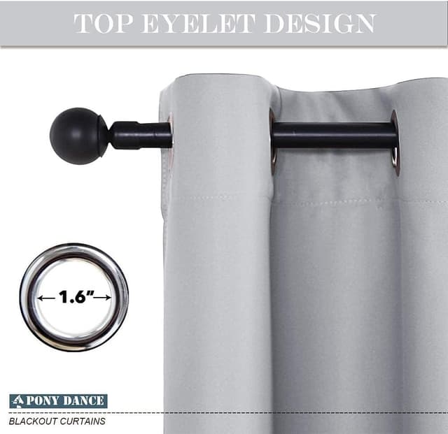 Detalle 2 de PONY DANCE Thermovorhang für Kinderzimmer (1 Stück) mit Ösen, Silbergrau, 180 x 140 cm