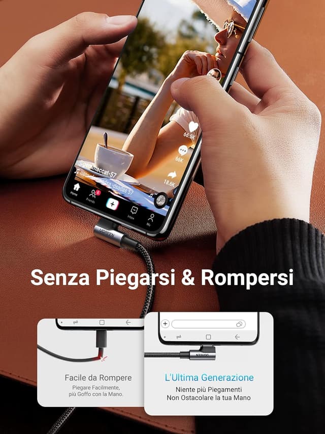 Thumbnail 3 de UGREEN Cavo USB C 90 Gradi 3A Nylon