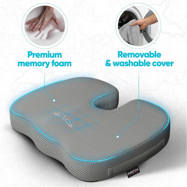 Detalle de FORTEM Office Chair Cushion Memory Foam Seat Cushion (XL) with Non-Slip Base and Washable Cover