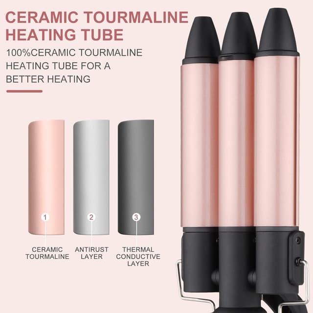 Detalle 2 de Rizador de Pelo 3 Barriles 25mm Cerámica Turmalina Profesional