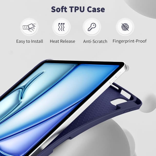 Detalle de EasyAcc Hülle für iPad Air 11 Zoll (M4/M3/M2, 2026–2024) & iPad Air 4/5 mit Stifthalter – blaue Schutzhülle aus TPU