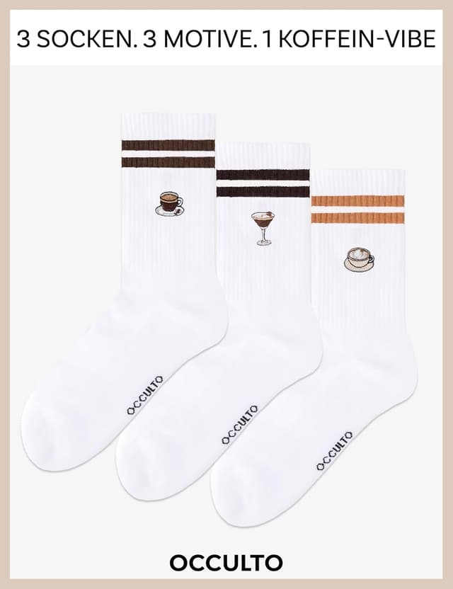 Detalle 2 de Occulto Summer Tennissocken im Motiv-Design (3er Pack) für Damen & Herren