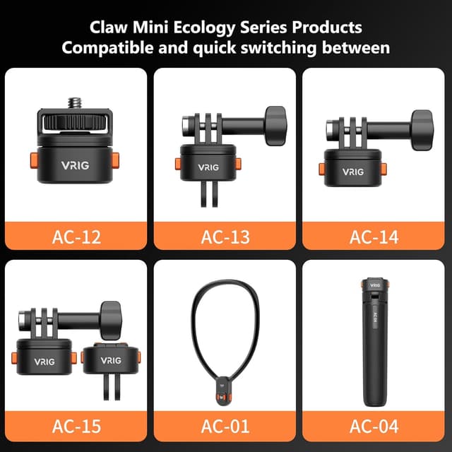 Thumbnail 6 de VRIG Claw Mini Magnetic Stativ Mount Zubehör – Basic Set Quick-Release Adapter für Sportkameras