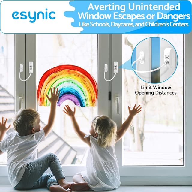 Detalle de eSynic 12 Pack Window Restrictors for UPVC Window Locks (19cm wire restrictor) for child and pet safety