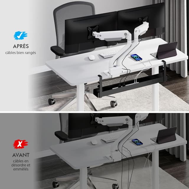 Detalle 2 de Mimoke goulotte de câbles de bureau extensible 800 à 1200 mm (noir) – montage par serrage