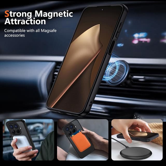 Detalle de Coque magnétique XTCASE pour Xiaomi 15T Pro compatible MagSafe avec béquille (noir, translucide mat)