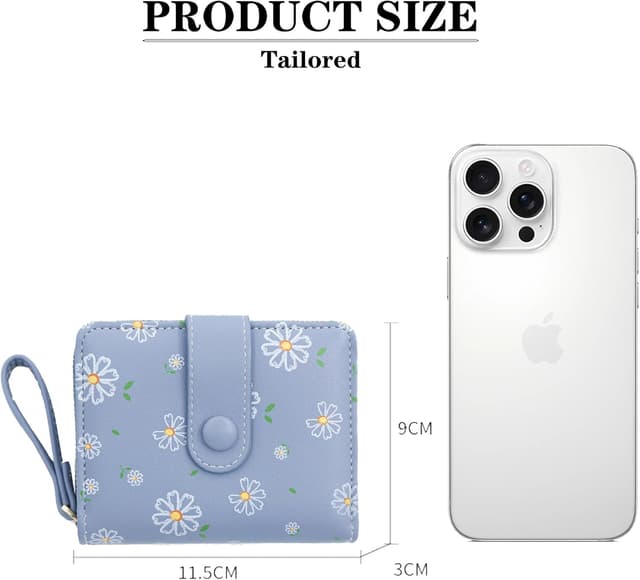 Detalle de LZSXDWXY Damen-Geldbörse mit Reißverschluss außen, Gänseblümchen-Motiv und Kartenfächern