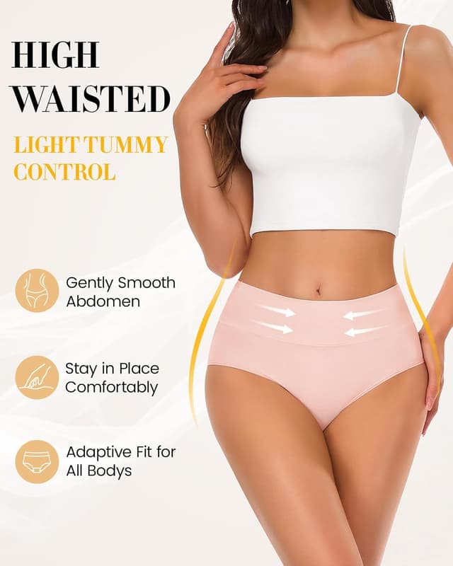 Detalle de SIMIYA 5-pack cotton high-waisted briefs for women (95% cotton, elastane stretch)