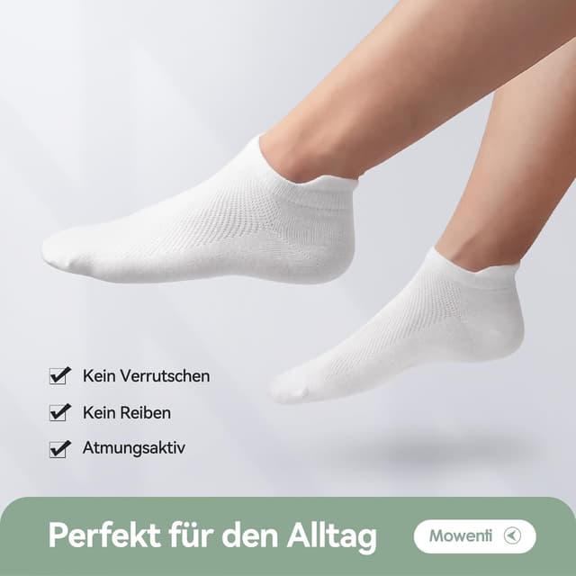 Detalle de Mowenti 10 Paar Sneaker Socken für Herren & Damen – atmungsaktive Sportsocken im Unisex-Set