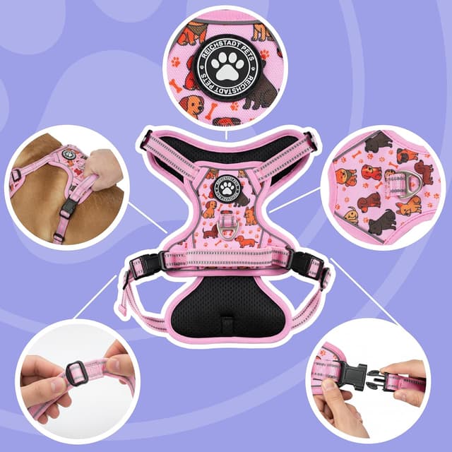 Detalle de Harnais anti-traction Reichstadt Pets pour chien – réglable avec poignée et bandes réfléchissantes (modèle 25RSP083 Puppy S)