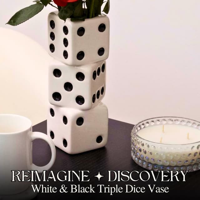 Thumbnail 1 de Vase triple dĂ© Reimagine Discovery Corps Blanc Pois Noirs đ