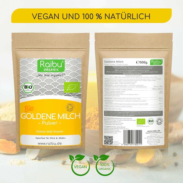 Thumbnail 3 de Goldene Milch Pulver BIO 300g Golden Milk Kurkuma Latte