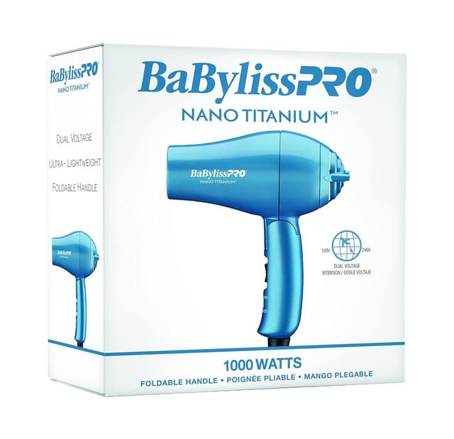 Thumbnail 6 de BaBylissPRO Nano Titanium Travel Hair Dryer (1000W) with Concentrator Nozzle, Foldable Handle, Dual Voltage