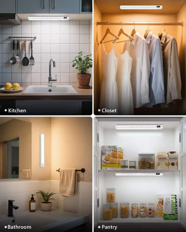 Thumbnail 6 de WILLED Schrankbeleuchtung Unterbauleuchte für Küche & Schrank mit Bewegungsmelder, Fernbedienung, 3 Farbtemperaturen (4er-Set)