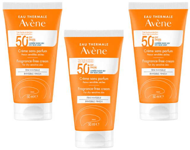Detalle de Avène Crema Solar SPF50+ protector 3x50 ml
