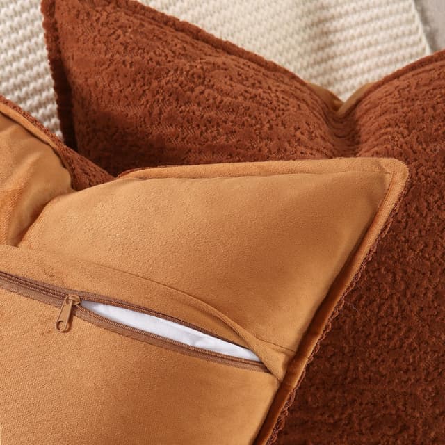 Detalle de Madizz 2er-Set Chenille-Samt Kissenbezüge mit Randdekor (ohne Füllung) für Sofa, Boho & Schlafzimmer – 40x80 cm