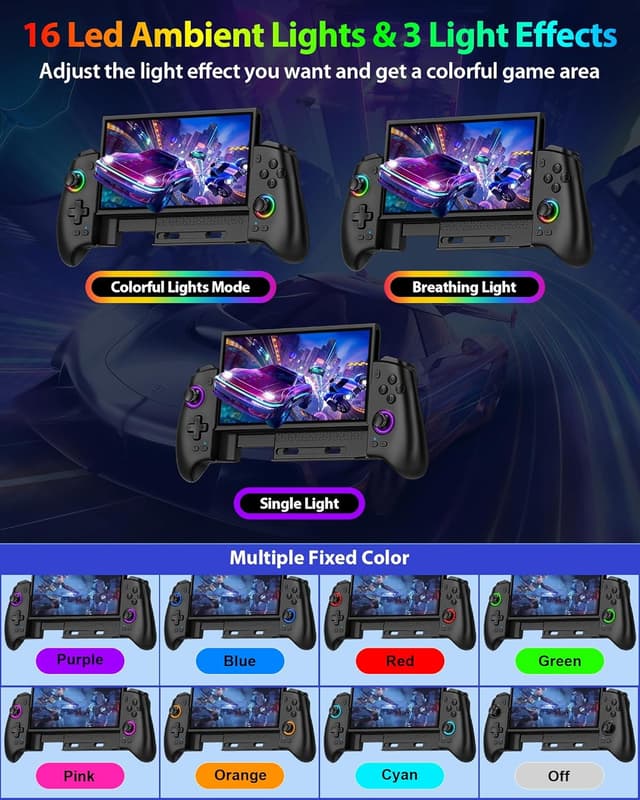 Detalle de ZRZLMVP Wireless Switch Pro Controller for Switch 2 / Switch 1 / Switch OLED with Hall Effect Joysticks, 16 RGB and Turbo