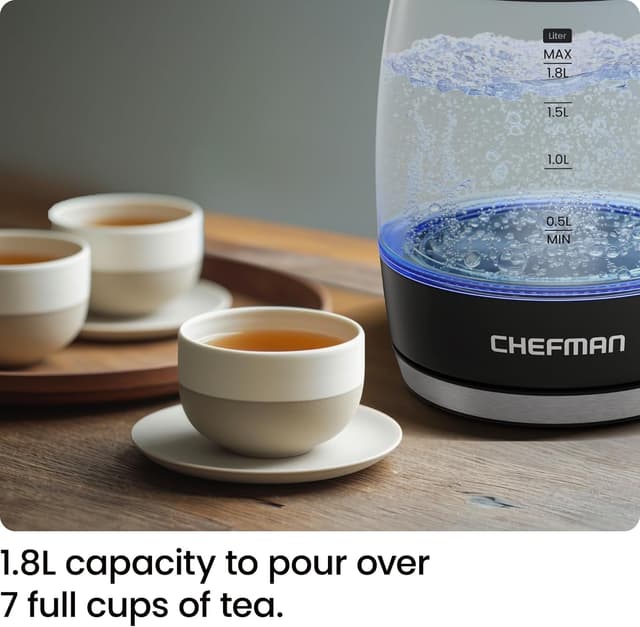 Thumbnail 2 de Chefman Electric Kettle 1.8L, Borosilicate Glass