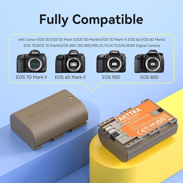 Detalle 2 de AKTTKA Batería LP-E6 3000 mAh (2 unidades)