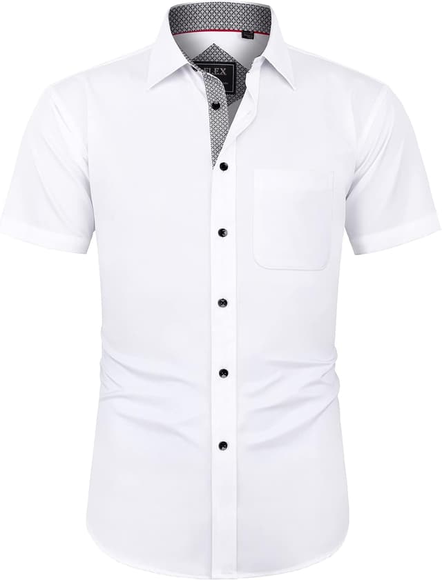 Detalle de J.VER men’s short sleeve non-iron stretch dress shirt (regular fit) – summer business & smart casual button-down