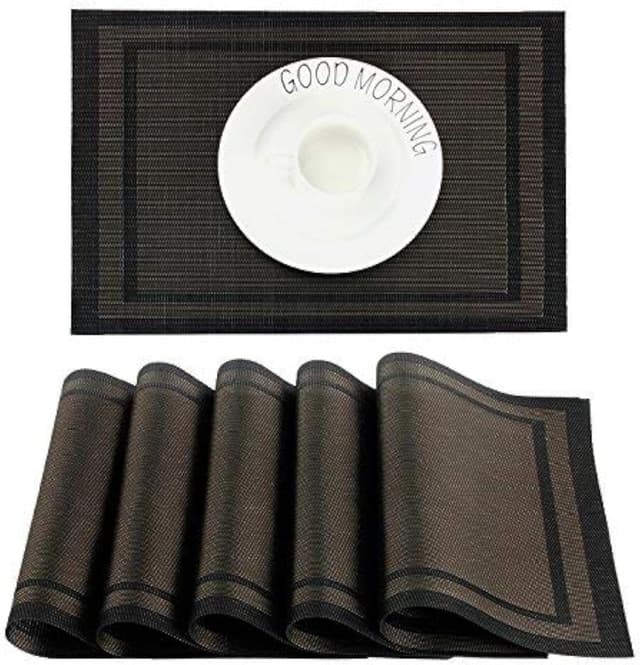 Detalle de CHAOCHI lot de 6 sets de table PVC antidérapants 45 x 30 cm (noir + or)