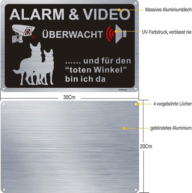 Thumbnail 2 de Ashoaza Schild Alarm und Videoüberwachung 30x20