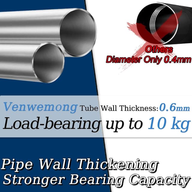 Thumbnail 1 de Venwemong Tringle rideau télescopique Ø25mm blanc 185–435 cm