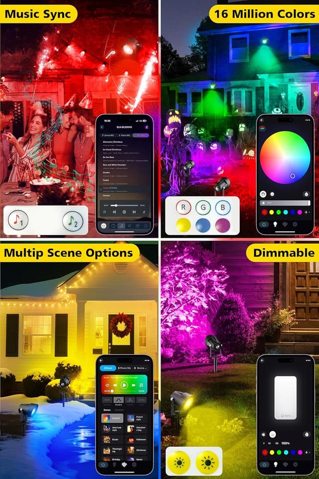 Detalle 2 de T-SUN 6 Pezzi Faretto RGB da Giardino con Telecomando e controllo Bluetooth