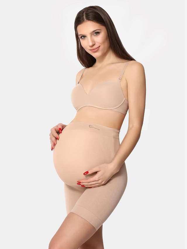 Detalle de Be Mammy pantaloni premaman corti con taglio alto e aloe/jojoba