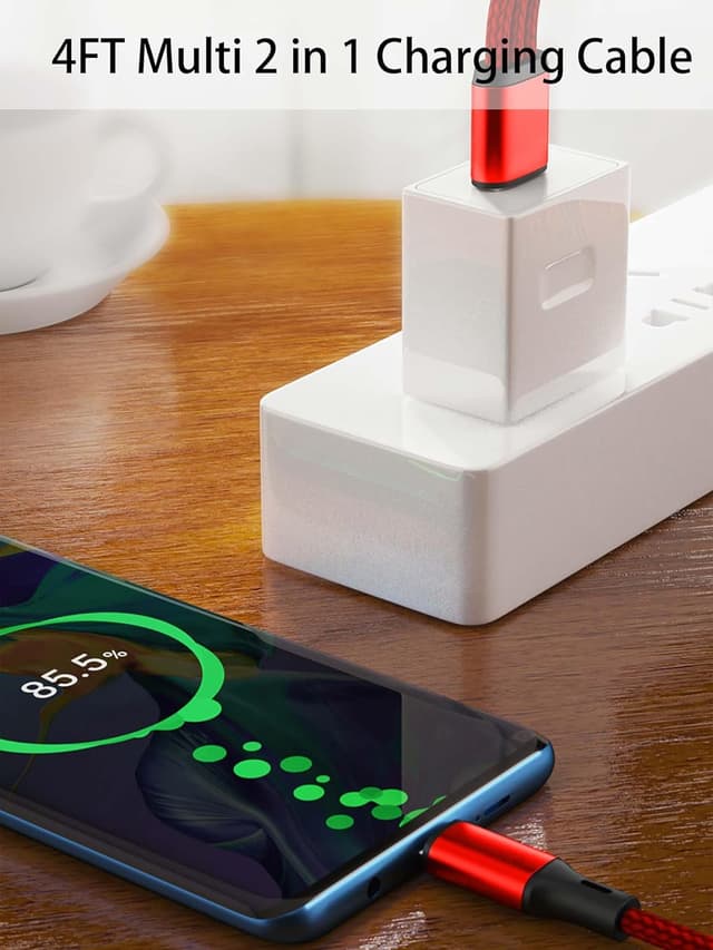 Detalle de Multi USB‑C Kabel 1,2 m (2‑in‑1) – Dual Splitter USB‑A auf Doppel‑USB‑C, 3A, Nylon (Mehrfach Typ C Ladekabel)