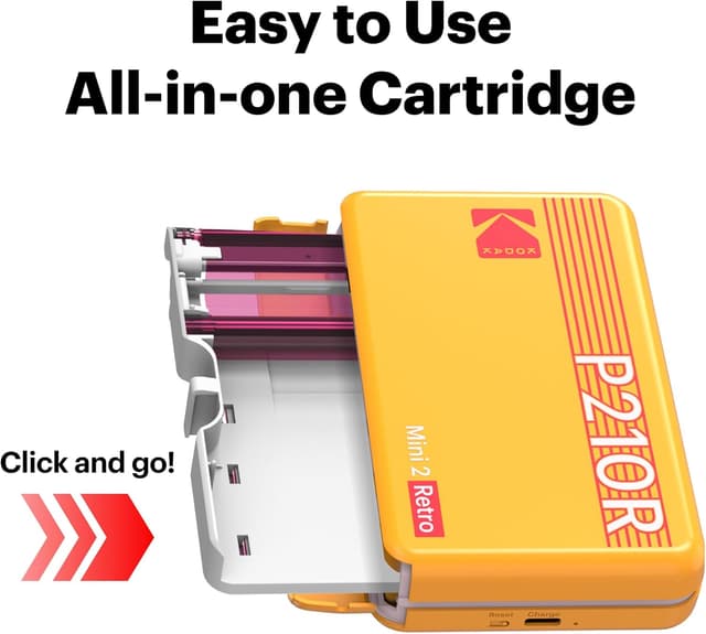 Detalle de KODAK Mini 2 Retro 4PASS Portable Photo Printer (White) gift bundle with initial 8 sheets + 30 sheet pack