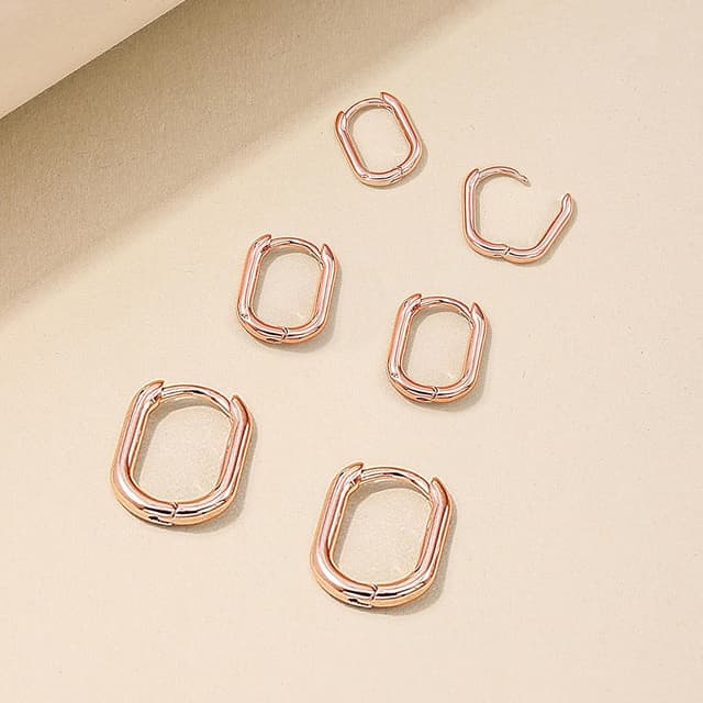 Detalle 2 de Cangall Creolen aus Sterlingsilber 925 – 3 Paar ovale Ohrreifen (11/13/15 mm) hypoallergen