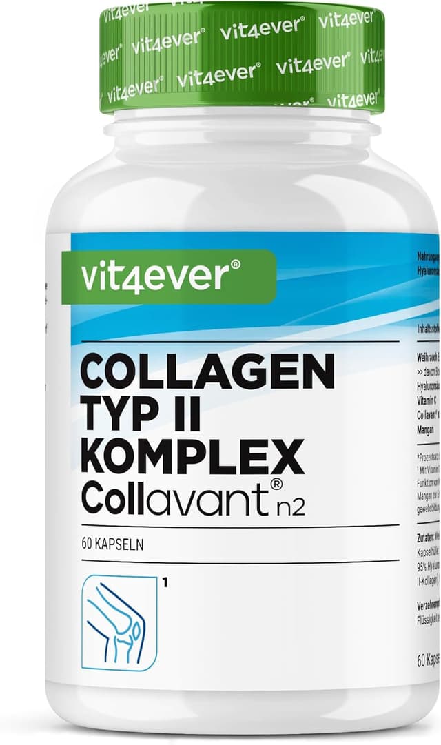 Detalle de Vit4ever Kollagen Typ 2 Komplex mit Collavant n2®, Weihrauch-Extrakt, Hyaluronsäure & Vitamin C
