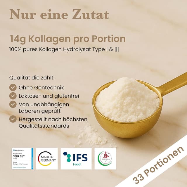 Detalle 2 de Collagen Pulver Premium 500g für Haut & Haar