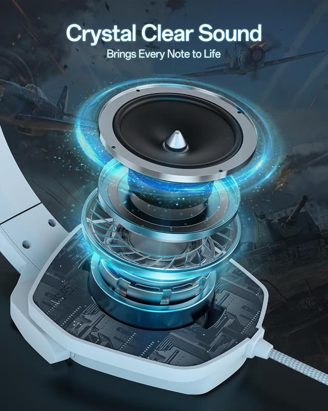 Detalle de NUBWO N16 Wired Gaming Headset with Microphone for Xbox, PS5, PS4, PC, Switch & Mac (3.5mm) – White Blue