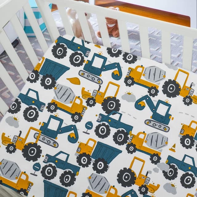 Detalle 2 de Cot bed fitted sheets 120x60cm (dinosaur) for travel cots – soft cotton, 360° elastic