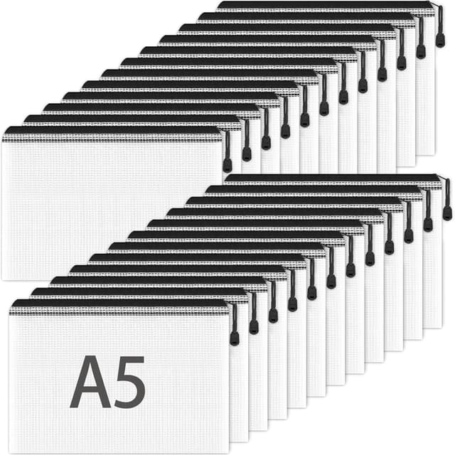 Detalle de Smarpau A5 Plastic Wallets Folders with Zips (24-pack) – A5 zip lock document pouches in black