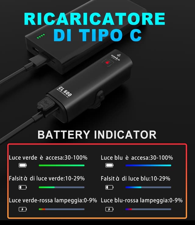 Thumbnail 5 de towild CL600 600 lumen Luci Bici frontale