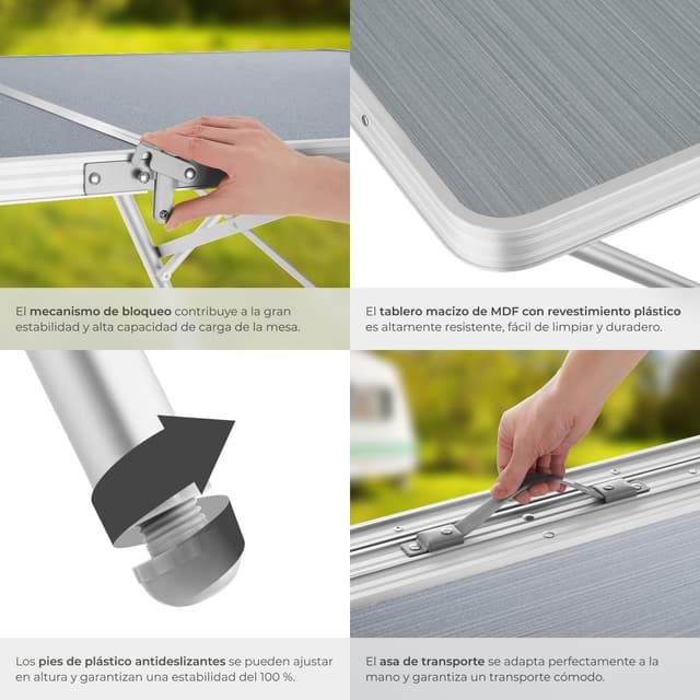 Thumbnail 5 de tectake Mesa Plegable Aluminio 180x70x70 cm