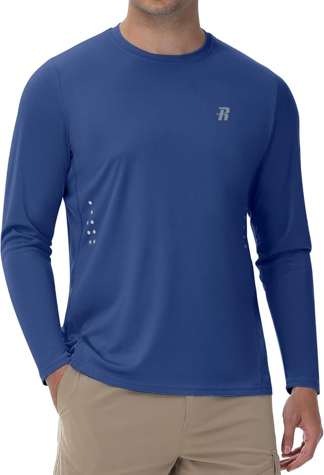 Detalle de Runhit Men’s UPF 50+ Long Sleeve Sun Protection Shirt (UPF 50+ UV Swim/Rash Guard)