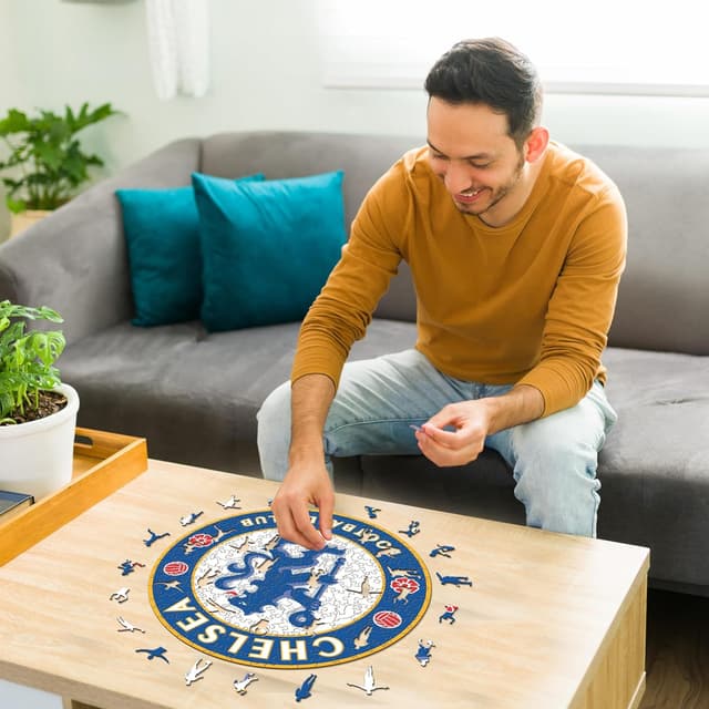 Detalle de Puzzle en bois Iconic Puzzles Chelsea (Logo), 500 pièces – Taille L
